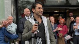 Mohsen Mahdawi speaks outside the courthouse following his release on Wednesday in Burlington, Vermont.