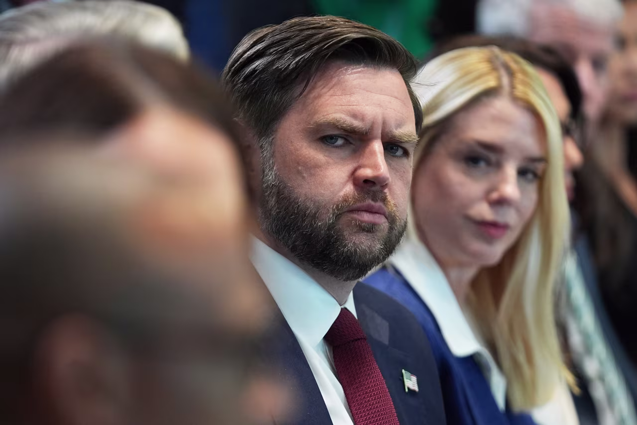 Vice President JD Vance listens during a cabinet meeting at the White House, in Washington, on Wednesday.