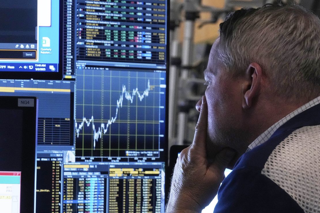 A trader works on the floor of the New York Stock Exchange on Friday, May 2, 2025.