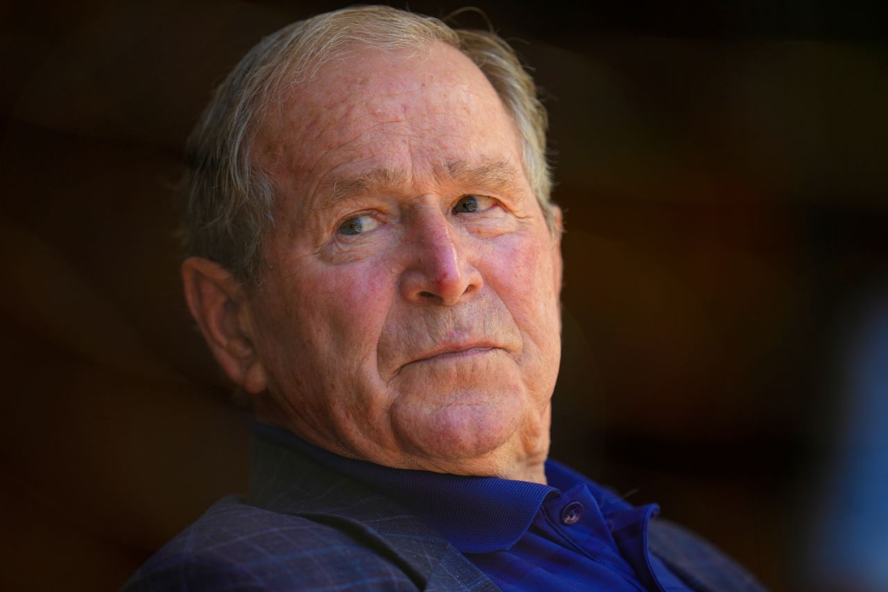 Former President George W. Bush attends a Texas Rangers baseball game on May 4, in Arlington, Texas.