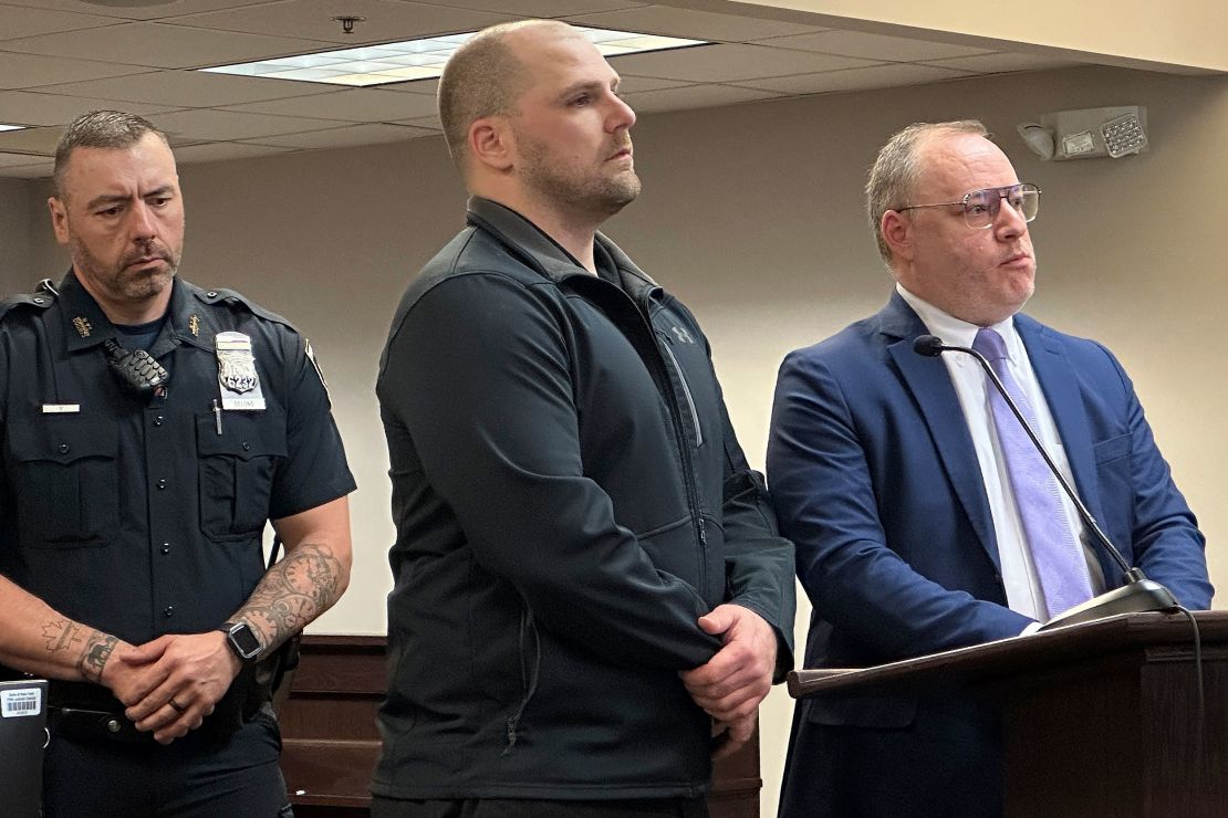 Christopher Walrath, center, appears in a Oneida County courtroom Monday to enter a guilty plea for manslaughter in the December 2024 death of inmate Robert Brooks.
