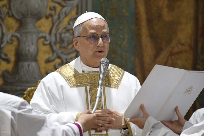 The day after his election, Leo concelebrates Mass with the College of Cardinals inside the Vatican's Sistine Chapel.