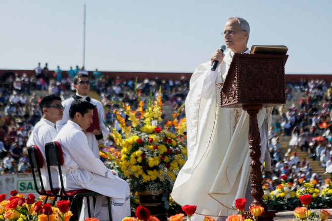 Leo preaches during a Corpus Christi celebration in Chiclayo, Peru, in June 2015.
