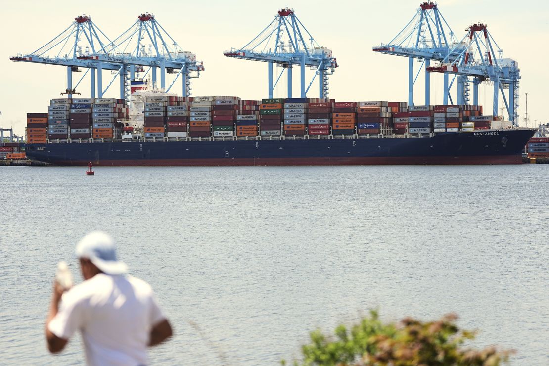 A container ship is moored at the port of the port of New York & New Jersey in Elizabeth, New Jersey, on May 12.