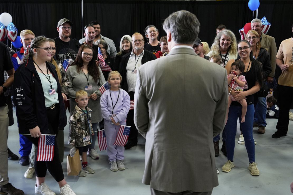 US Deputy Secretary of State Christopher Landau greets Afrikaner refugees from South Africa, on Monday, May 12, 2025, at Dulles International Airport in Dulles, Va.
