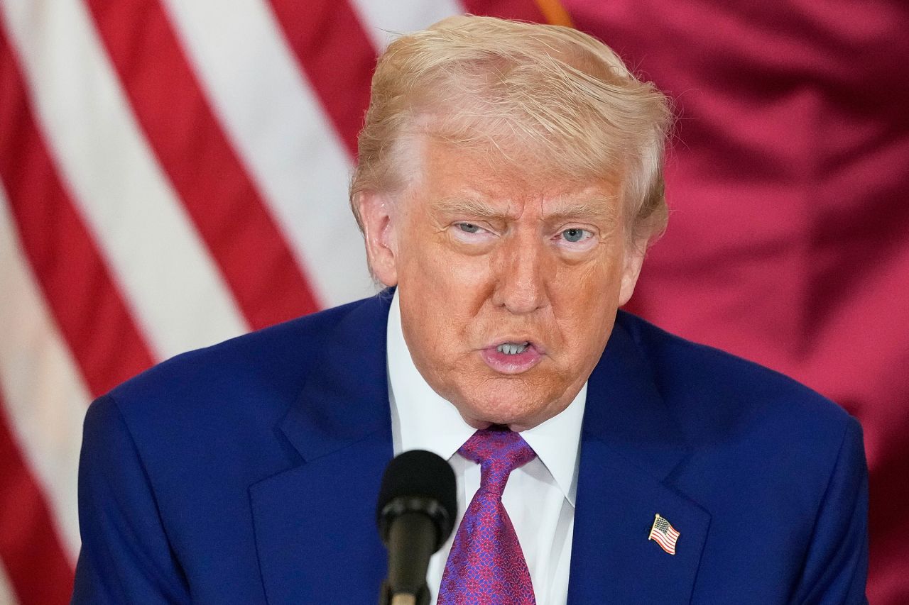 President Donald Trump speaks during a business roundtable in Doha, Qatar, on Thursday.