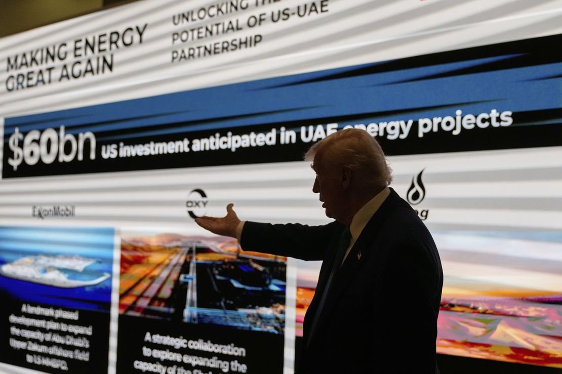 Trump attends a business meeting and roundtable at Qasr Al Watan, in Abu Dhabi, United Arab Emirates, on Friday, May 16, 2025.