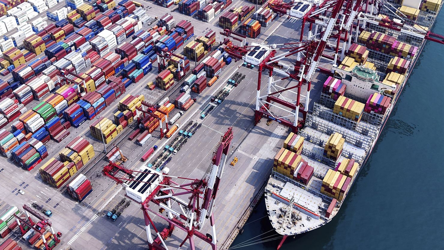 A view of a container terminal in Qingdao in east China's Shandong province Friday, May 16, 2025.