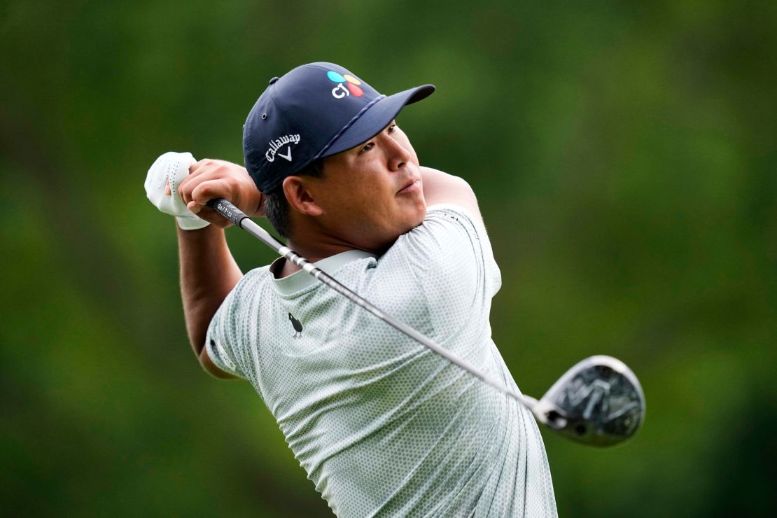 Si Woo Kim holed the longest ace carded in major championship history on Friday.