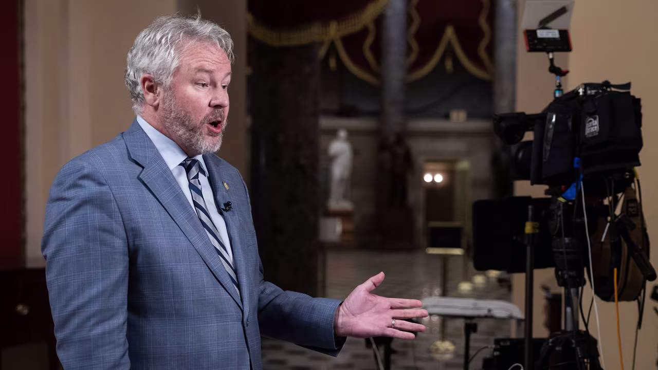 Reps. Warren Davidson gives an interview at the US Capitol on  May 21.