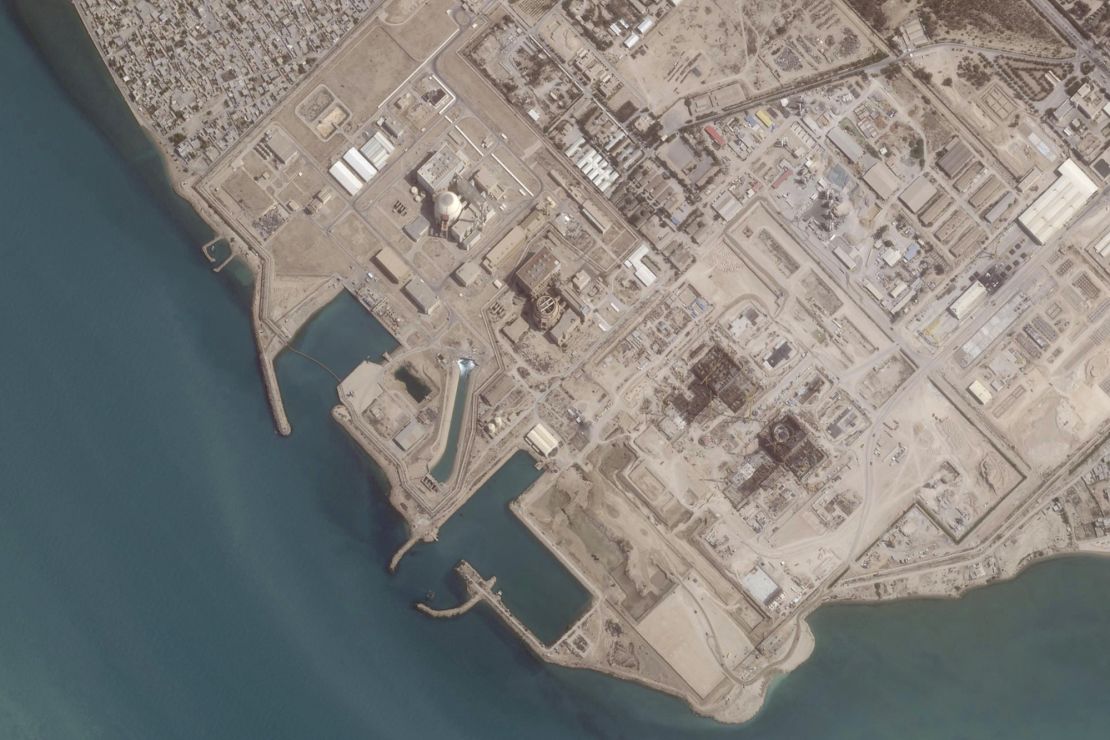 This satellite photo from Planet Labs PBC shows the Bushehr nuclear reactor in Iran on May 1.