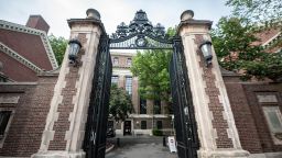 A Harvard University gate is seen on campus in Cambridge, Massachusetts, the United States on May 24, 2025.