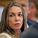 Karen Read listens to the cross examination by Robert Alessi of expert accident witness Dr. Judson Welcher while seated at the defense table with her attorneys Alan Jackson and David Yannetti during her retrial at Norfolk Superior Court, Wednesday May 28, 2025, in Dedham, Mass.