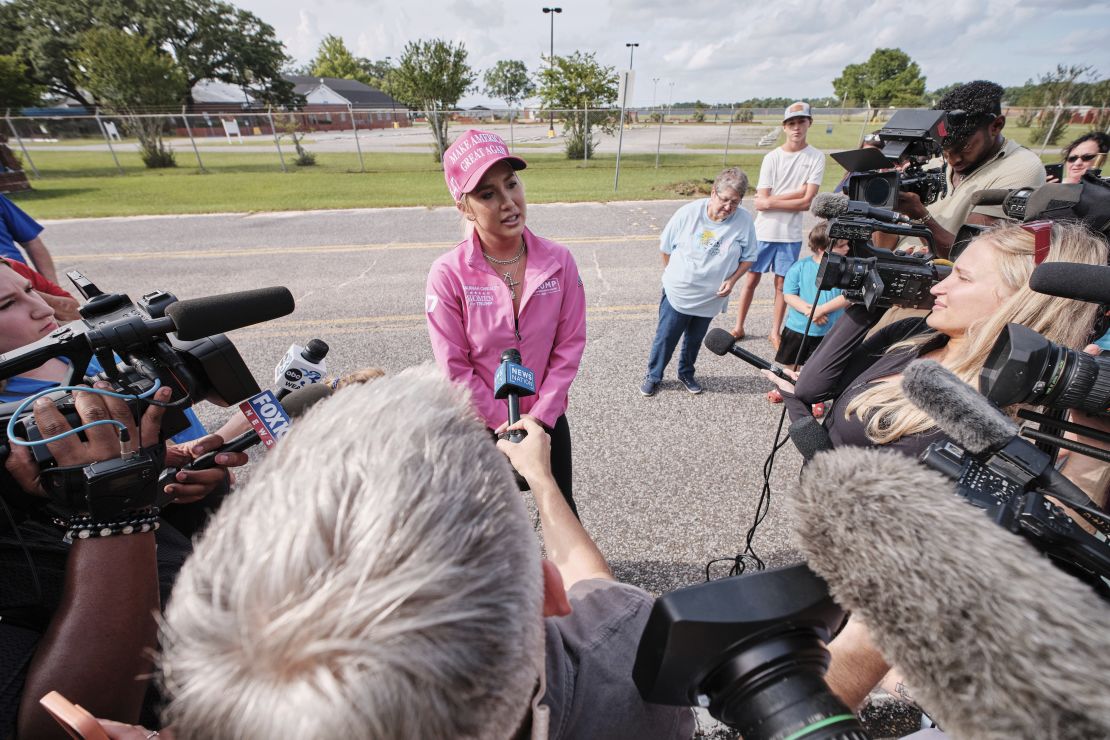 Savannah Chrisley speaks outside the Federal Prison Camp on Wednesday, May 28, 2025, in Pensacola, Fla.