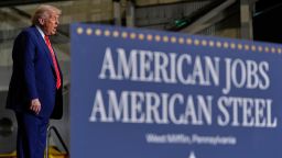 President Donald Trump arrives to speak at U.S. Steel Corporation's Mon Valley Works-Irvin plant, Friday, May 30, 2025, in West Mifflin, Pa. (AP Photo/Julia Demaree Nikhinson)