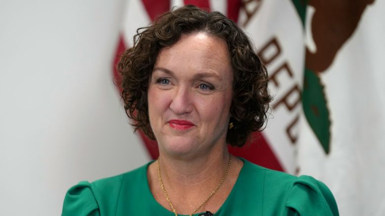 Katie Porter, ahead of the California Democratic Party's 2025 State Convention in Anaheim, California, on May, 30, 2025.