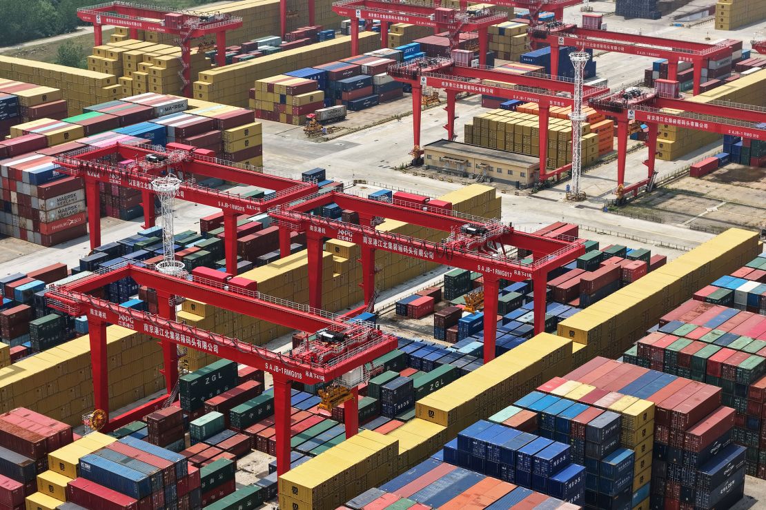 A container terminal in eastern China's city of Nanjing on Tuesday.