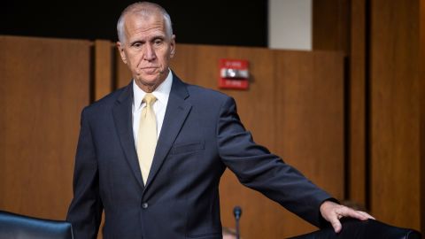 Republican Sen. Thom Tillis arrives for a Senate Judiciary Committee markup on Capitol Hill in Washington, DC, on June 5.