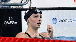 Summer McIntosh after competing in the Women's 200m Butterfly Heats at the World Short Course Swimming Championships in Budapest, Hungary, in December 2024.