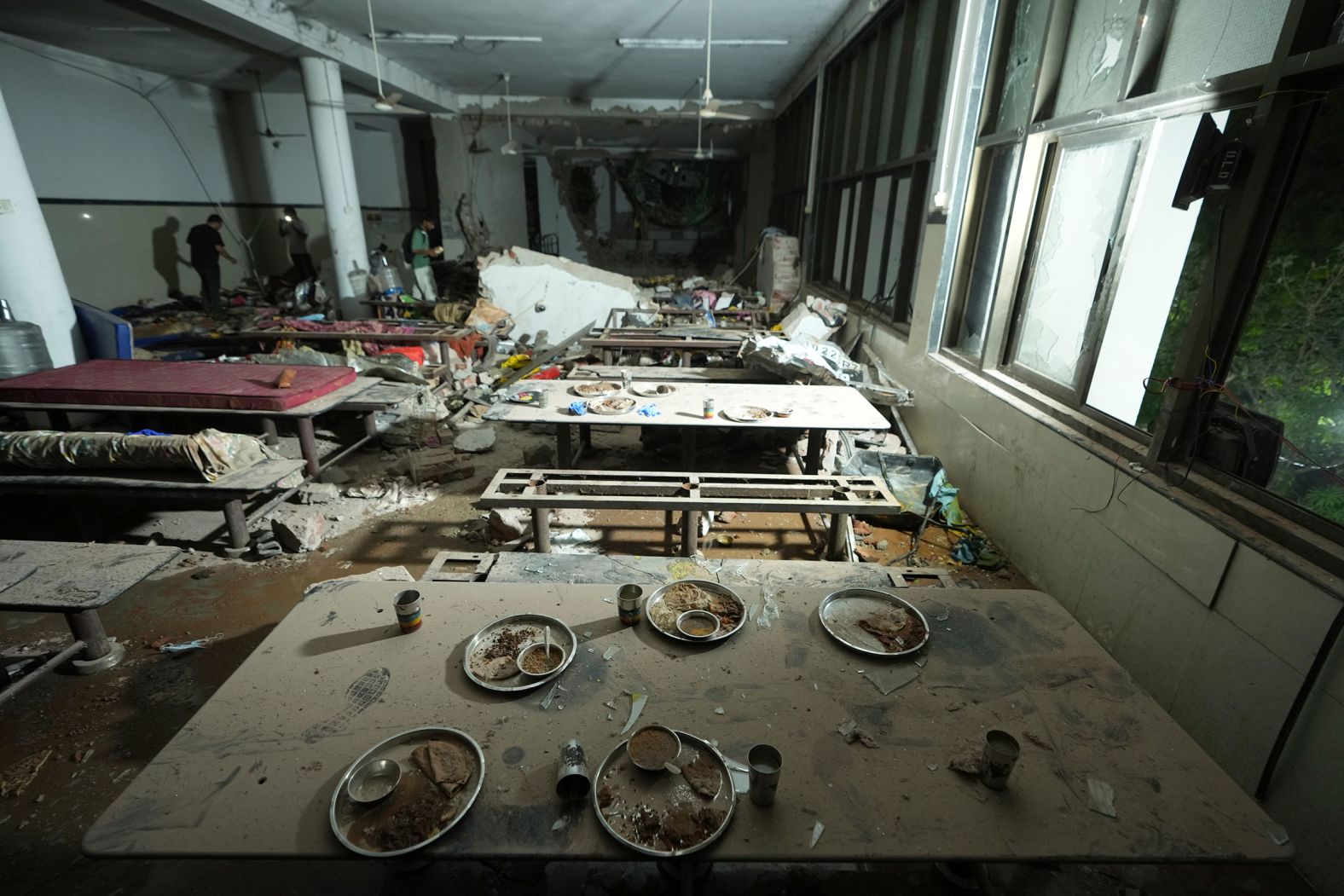 The interior of the building where the plane crash-landed.
