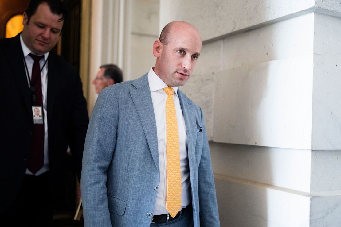 Stephen Miller, White House deputy chief of staff, leaves the U.S. Capitol after a meeting with Senate Republicans on Thursday, June 12, 2025.