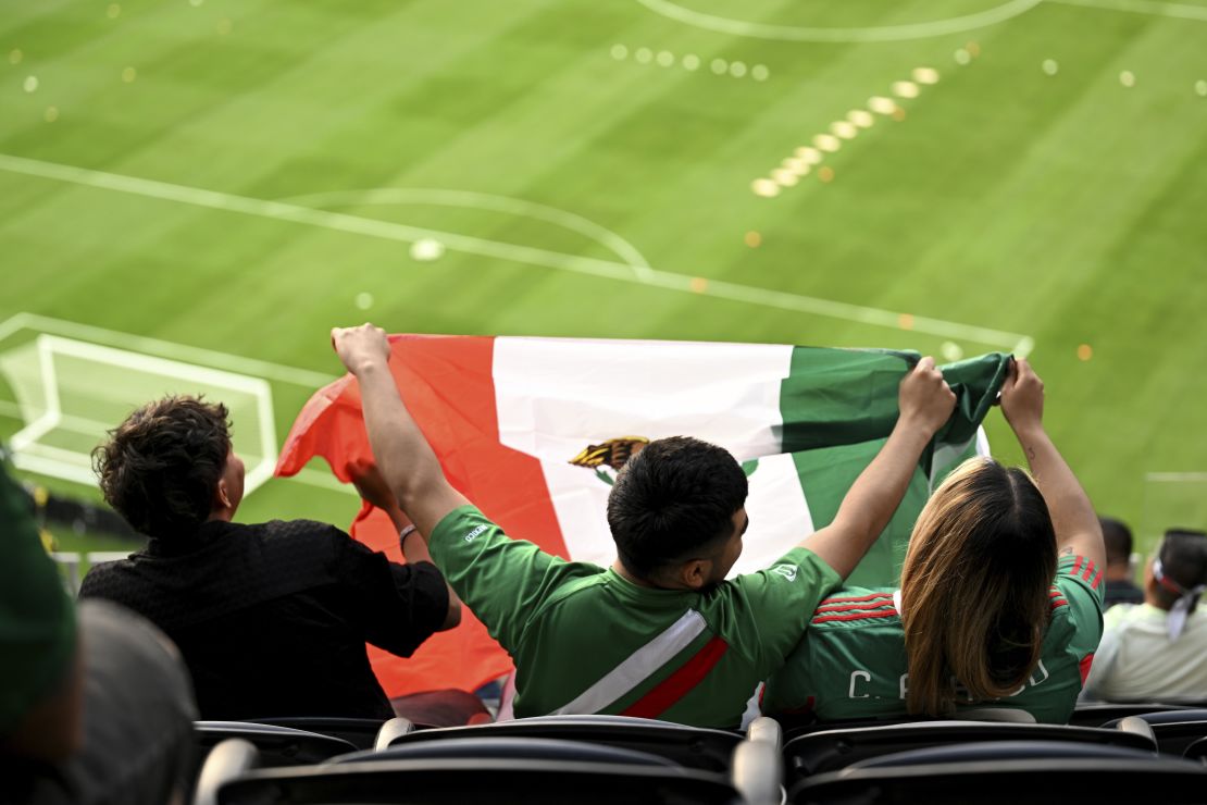 Fans cheer for Mexico before the game against the Dominican Republic.