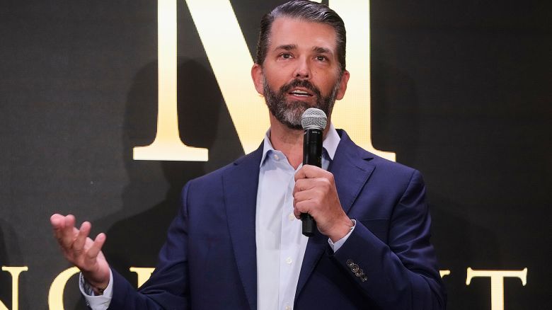 Donald Trump Jr. participates in the announcement of Trump Mobile, in New York's Trump Tower, Monday, June 16, 2025. (AP Photo/Richard Drew)