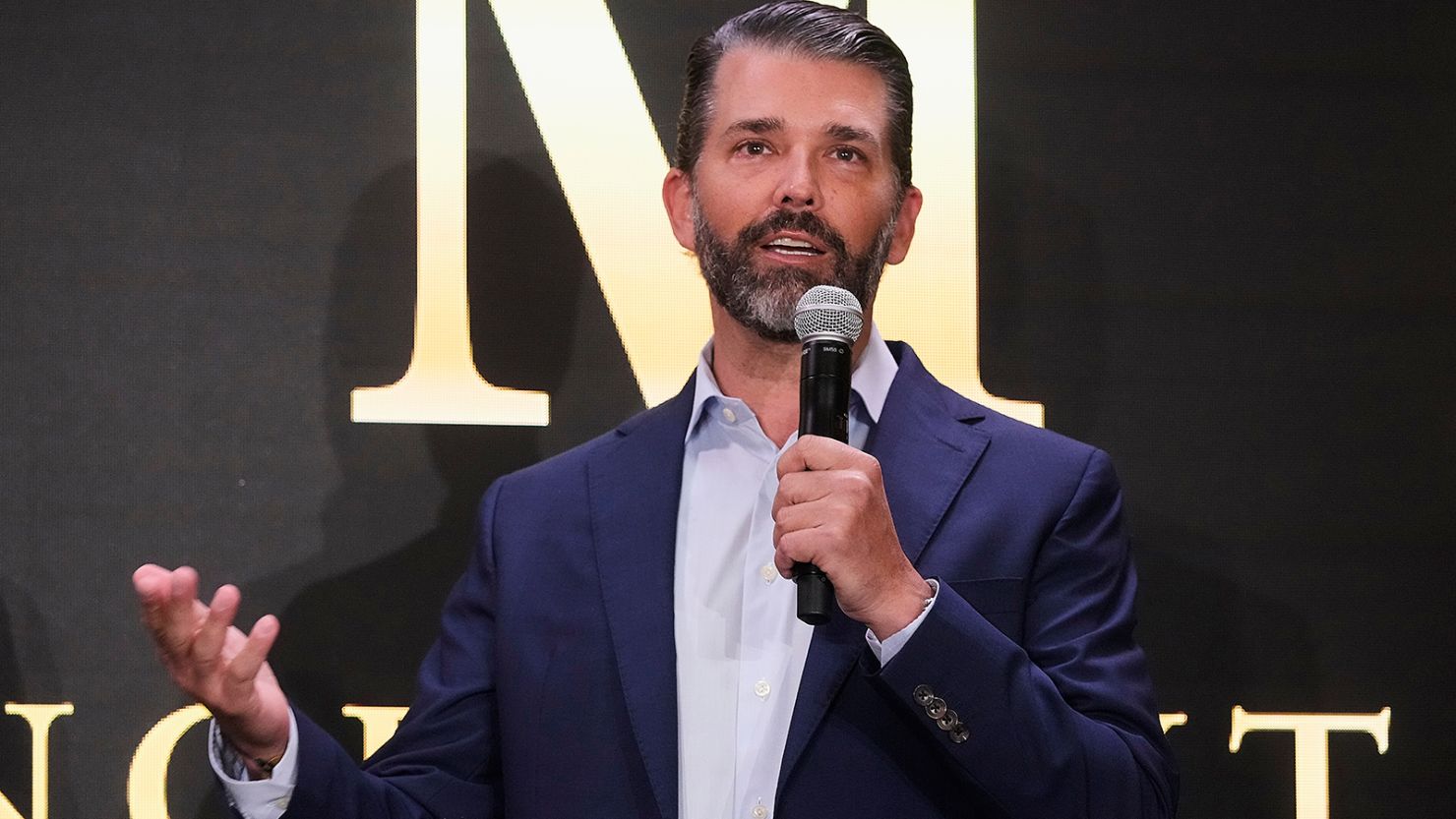 Donald Trump Jr. participates in the announcement of Trump Mobile, in New York's Trump Tower, Monday, June 16.