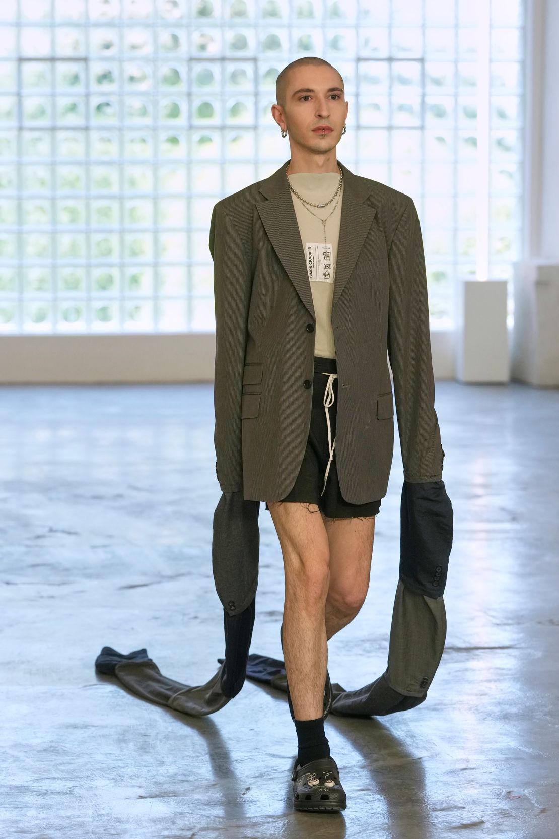 Independent label Simon Cracker focused on upcycling this season. “It’s about abolishing classist thinking and clichés and having a voice,” he told CNN.