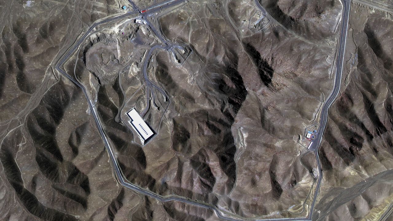 This satellite image provided by Maxar Technologies shows the Fordo enrichment facility in Iran before U.S. strikes, Friday, June 20, 2025.