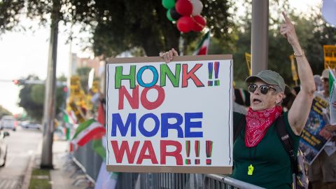 Stop The War on Iran Protest Rally in the Galleria area in Houston, Texas on June 22, 2025.