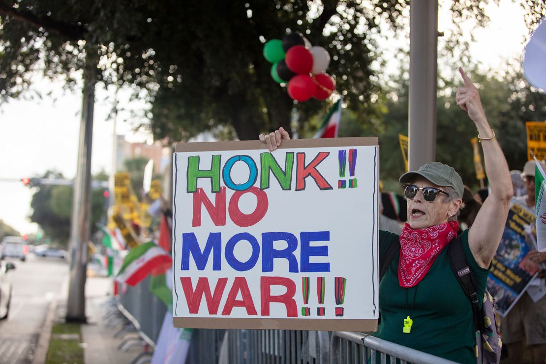 Stop The War on Iran Protest Rally in the Galleria area in Houston, Texas on June 22, 2025.