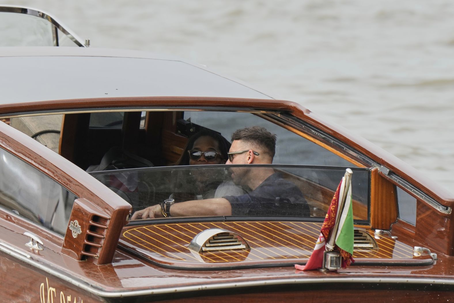 Winfrey takes a taxi boat in Venice on Thursday.