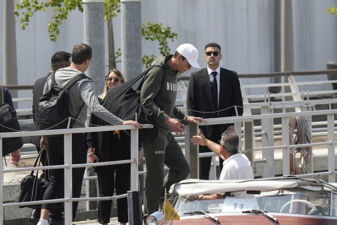 Former NFL quarterback Tom Brady arrives in Venice on Thursday.