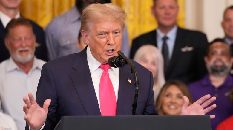 President Donald Trump speaks at an event to promote his domestic policy and budget agenda in the East Room of the White House, Thursday, June 26, 2025, in Washington.