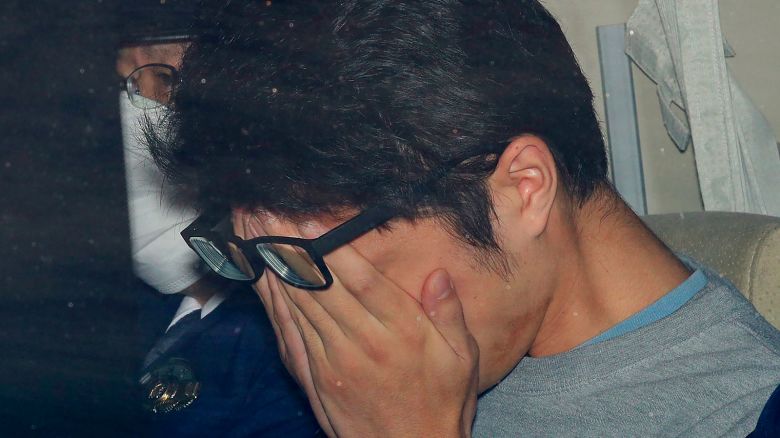 Takahiro Shiraishi leaves a police station in Hachioji, suburbs of Tokyo, in November 2017.