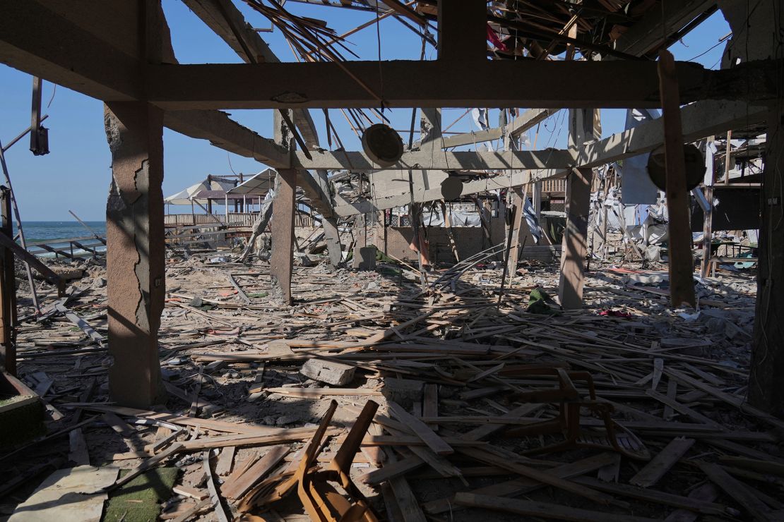 Debris following the strike on a cafe in Gaza City, pictured on June 30, 2025.