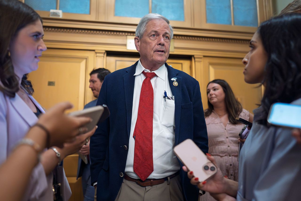 Rep. Ralph Norman, a member of the conservative House Freedom Caucus, speaks with reporters outside the House Rules Committee, on Tuesday, at the Capitol in Washington, DC.
