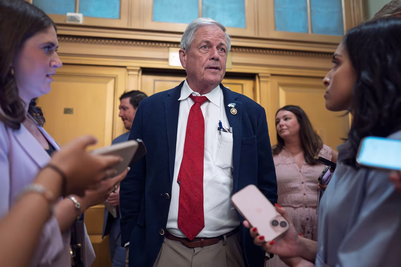 Rep. Ralph Norman, a member of the conservative House Freedom Caucus, speaks with reporters outside the House Rules Committee, on Tuesday, at the Capitol in Washington, DC.