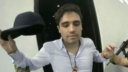 This frame grab from video, provided by the Mexican government, shows Ovidio Guzman Lopez being detained in Culiacan, Mexico, on October 17, 2019.