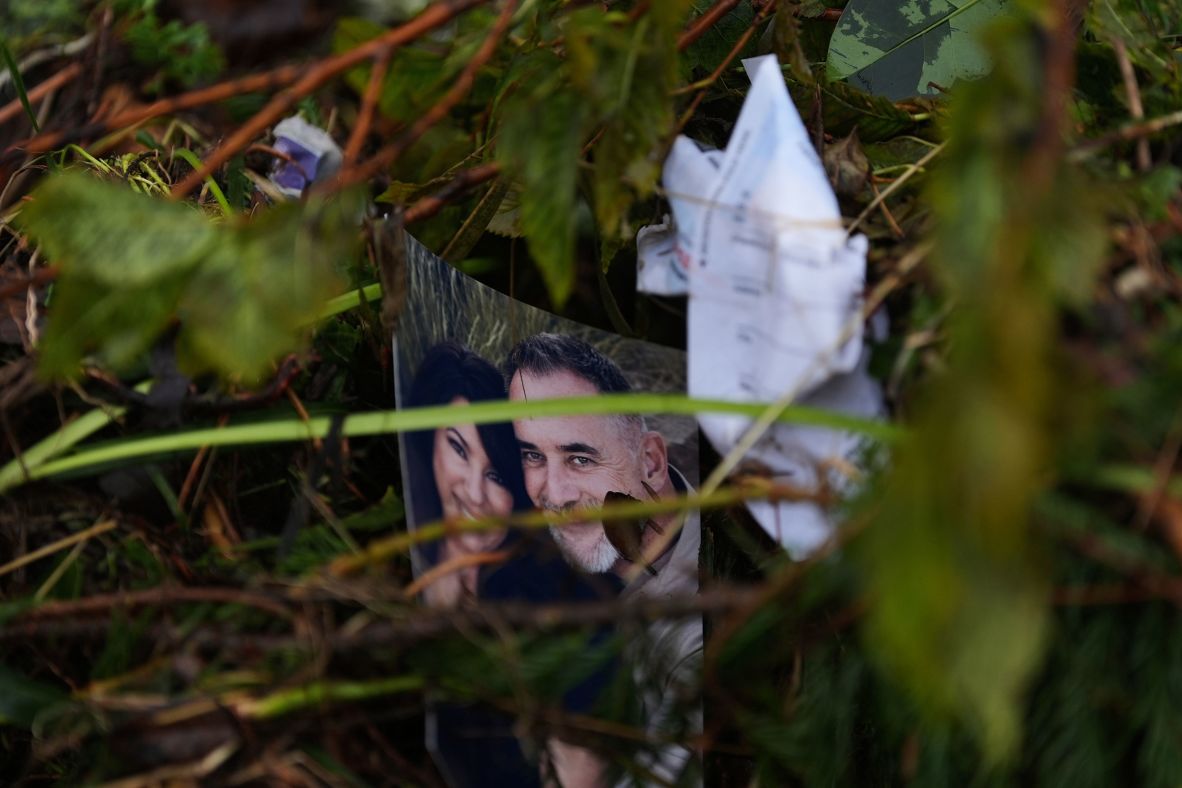 A family portrait lies among flood debris in Kerrville on Friday, July 4.