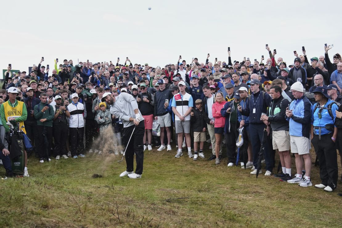 Scottie Scheffler ended up birding the 17th hole after having to play out of the hole's rough during the second round of The Open Championship.
