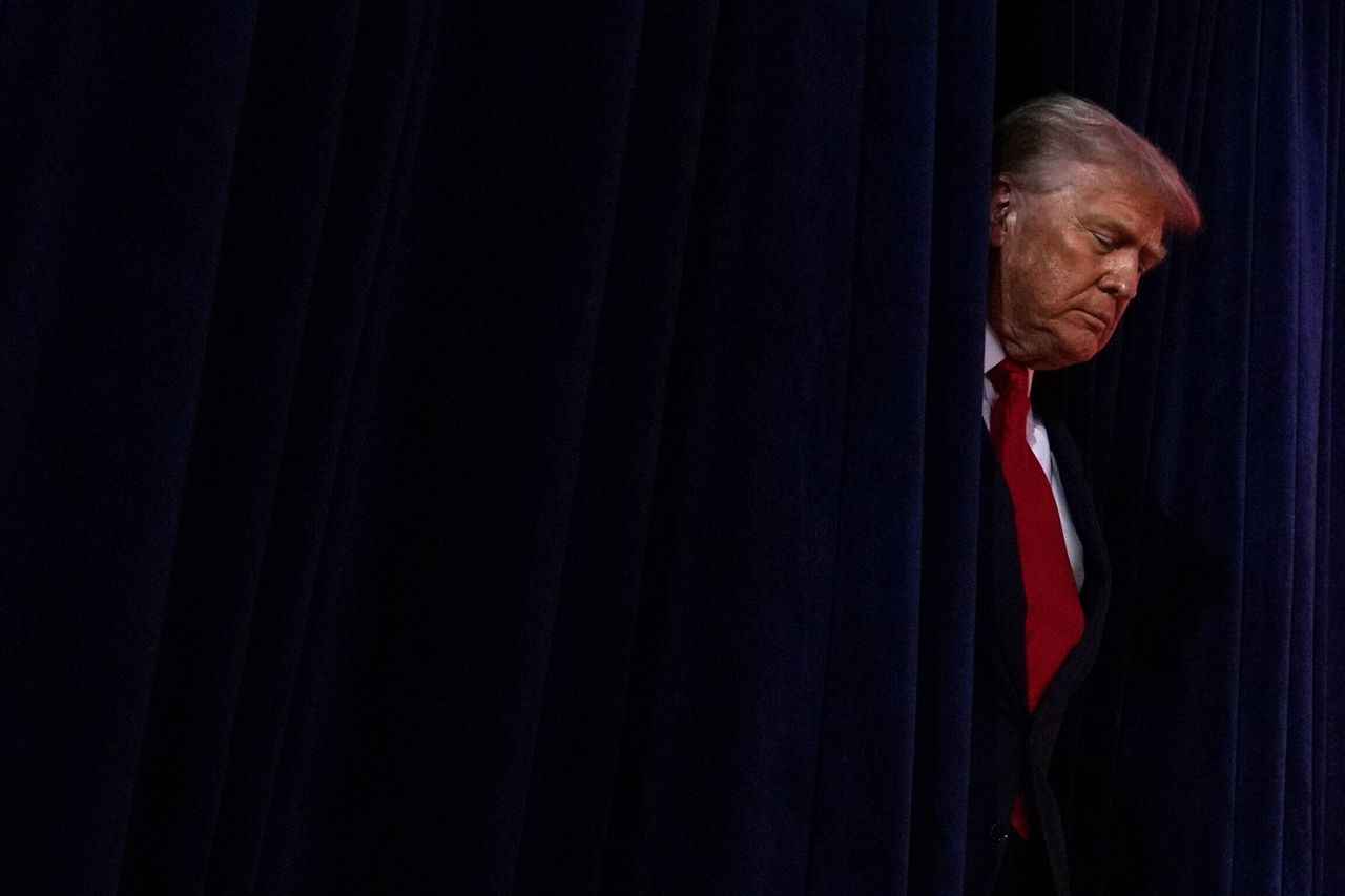 President Donald Trump arrives to speak at an AI summit at the Andrew W. Mellon Auditorium on July 23 in Washington, DC.