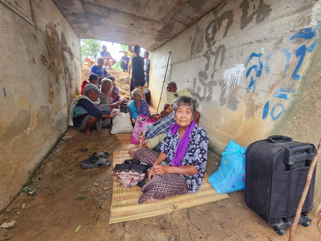 People who fled clashes take shelter in Surin province, Thailand on Thursday.
