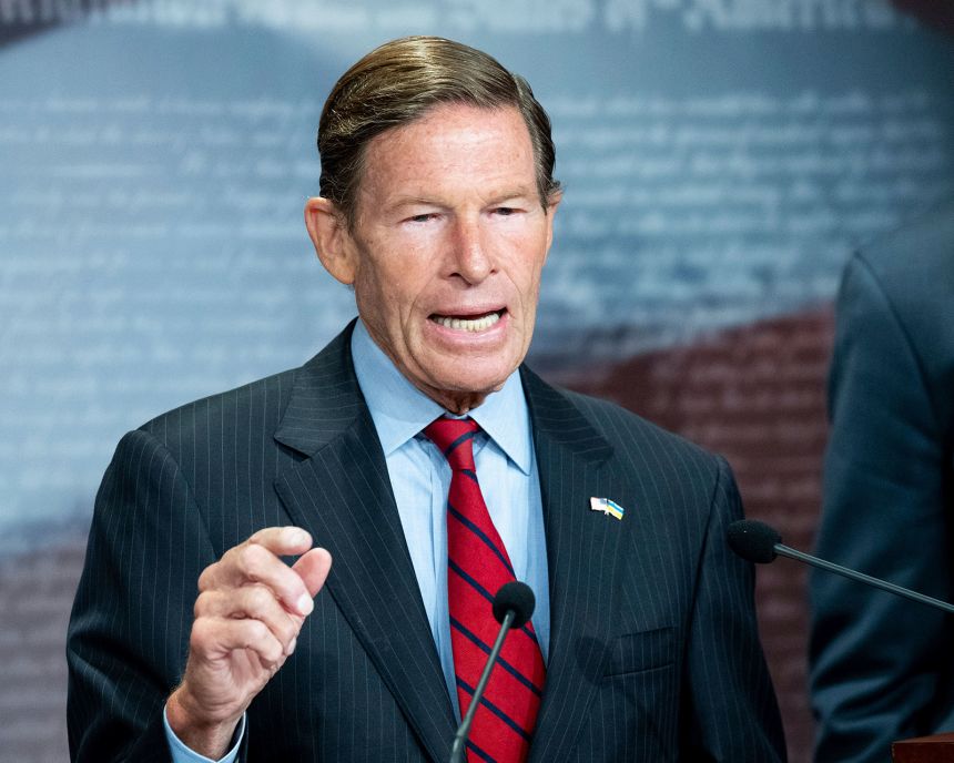 Sen. Richard Blumenthal speaks at the US Capitol in Washington, DC, on July 30.