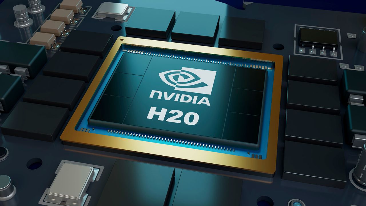 ZHENGZHOU, CHINA - APRIL 19: In this photo illustration, Nvidia H20 chip is seen on April 19, 2025 in Zhengzhou, Henan Province of China. (Photo by VCG/VCG via AP )