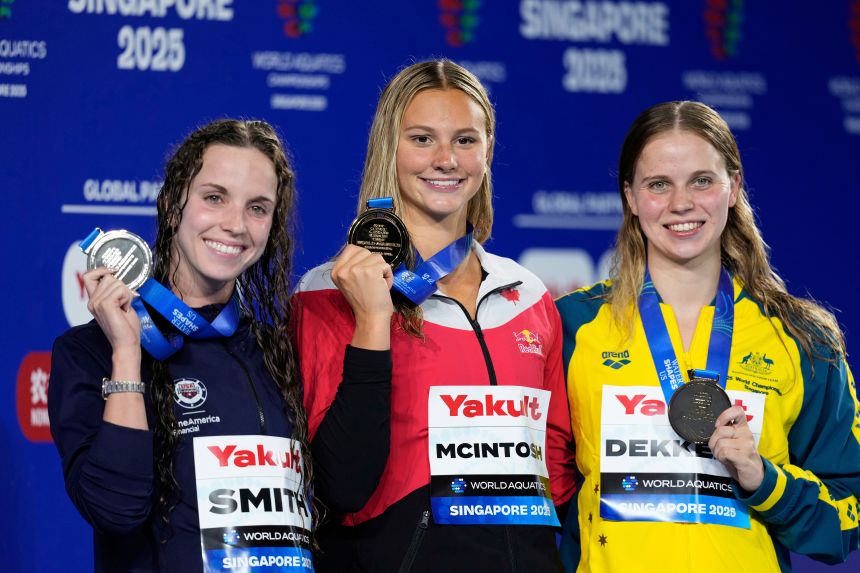 McIntosh tops the podium alongside Smith and Dekkers.