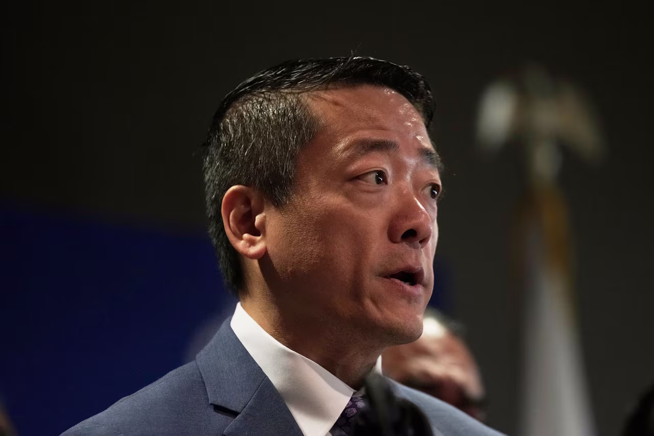 Texas Rep. Gene Wu speaks during a news conference in Aurora, Illinois, on Tuesday.