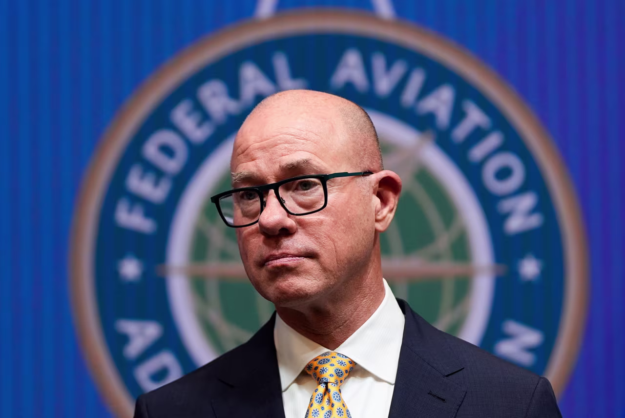 Federal Aviation Administration administrator Bryan Bedford looks on during a news conference on August 5, at the Department of Transportation in Washington, DC.