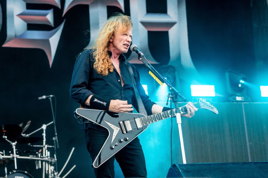 Dave Mustaine, of Megadeth, performs during the Louder Than Life Music Festival on Friday, Sept. 22, 2023, in Louisville, Ky.